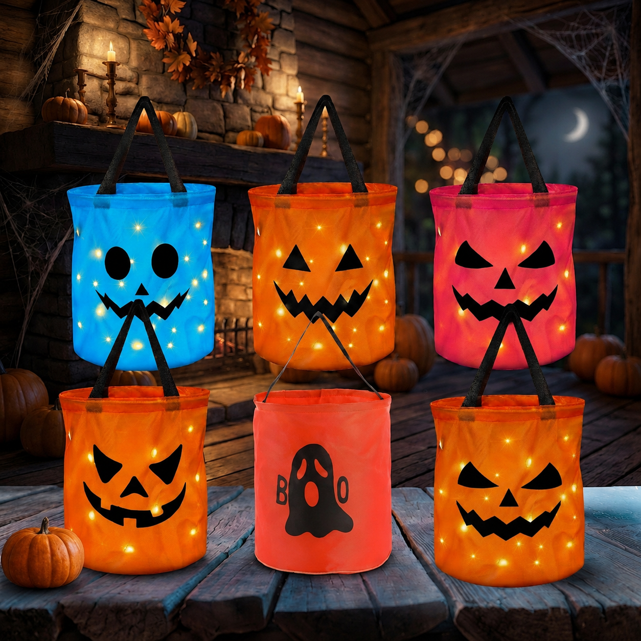 🎃2026 Halloween 70% OFF👻🌟Ivosoma® LED Light-Up Halloween Pumpkin Candy Tote Bag