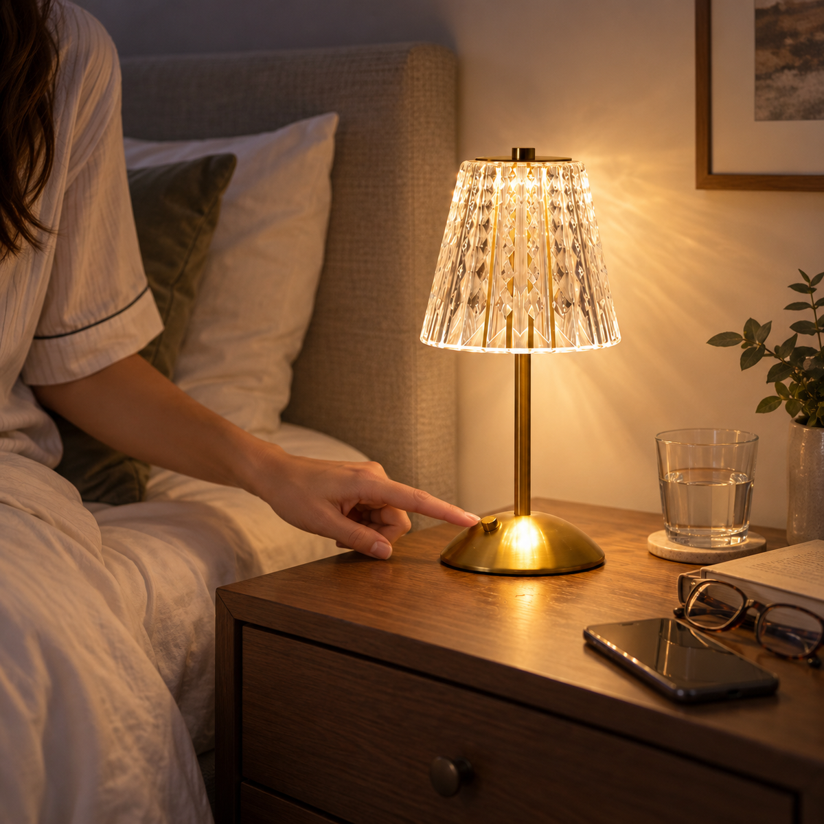 Nusogon Cordless Touch Crystal Table Lamp