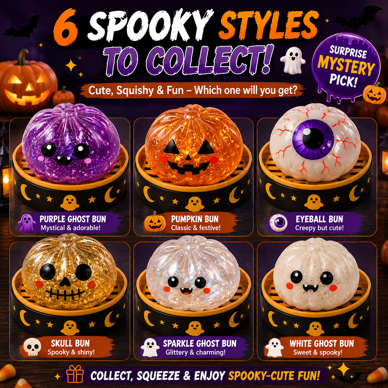 🔥70% OFF TODAY🎃 Halloween Steamed Bun Squishy Mystery Box Toy