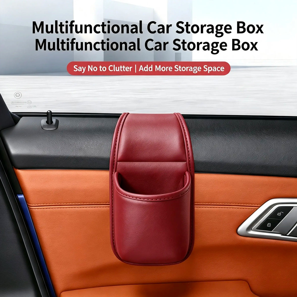 Ivosoma® Leather car door storage pocket - double-layer compartments, scratch-proof flannel lining💼