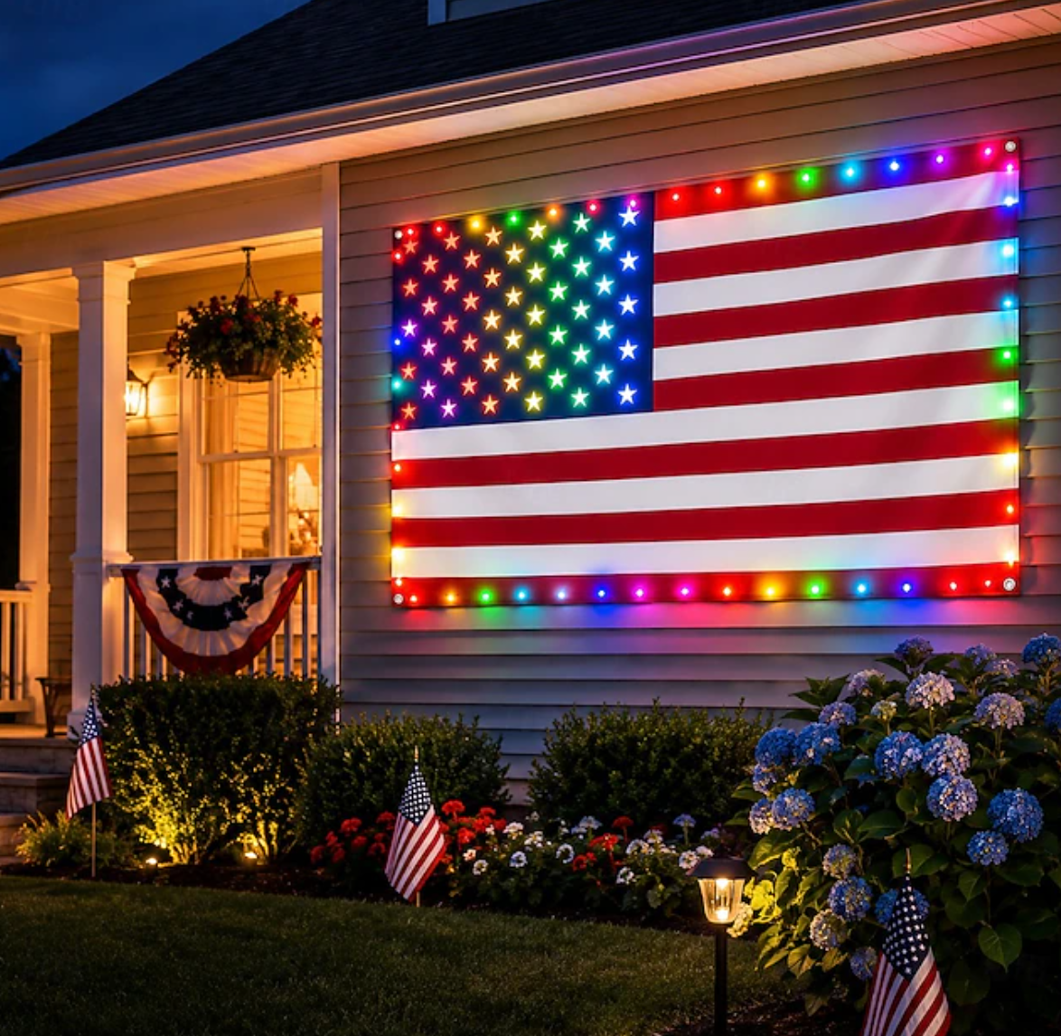 🔥75% Off Sale on July 4-Solar American Flag Lights Outdoor