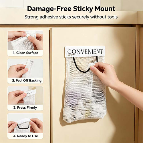 🛒Grocery Garbage Bag Holder Trash Bag Dispenser Sticky Wall Mounted Mesh