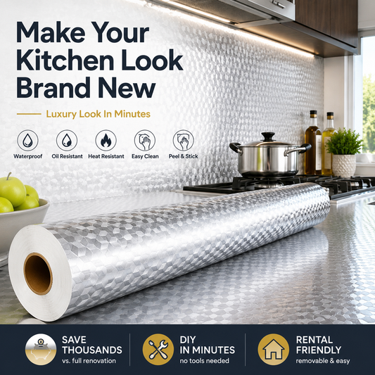 Ivosoma® Peel & Stick Kitchen Makeover Film – Waterproof DIY Countertop & Cabinet Cover