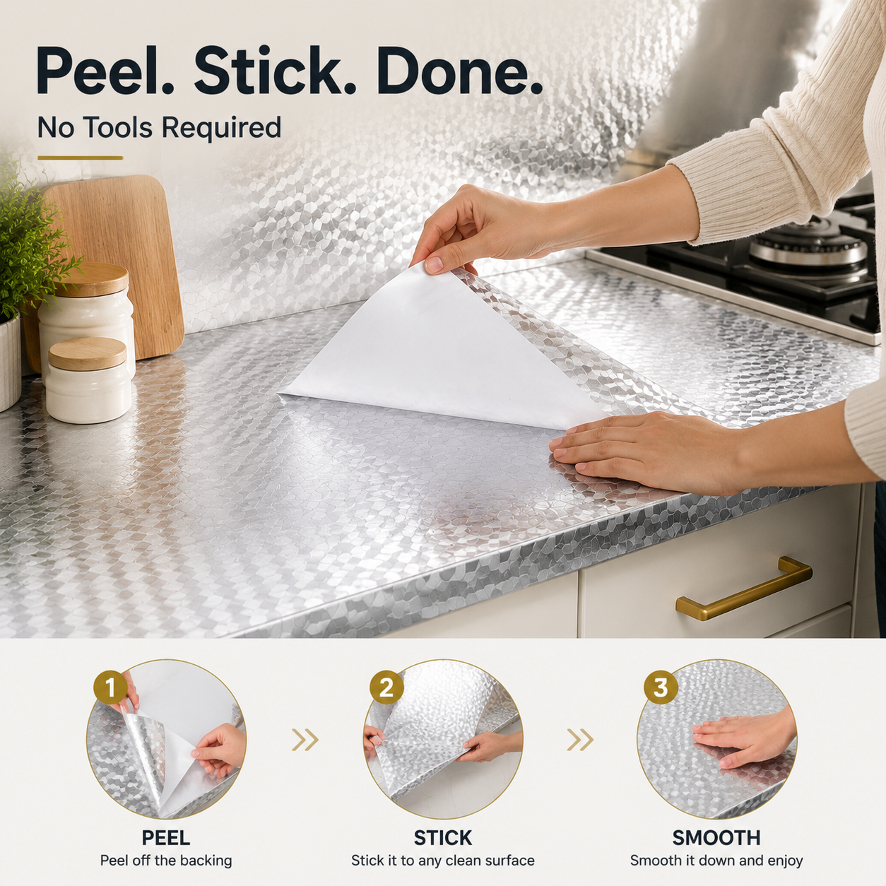 Ivosoma® Peel & Stick Kitchen Makeover Film – Waterproof DIY Countertop & Cabinet Cover