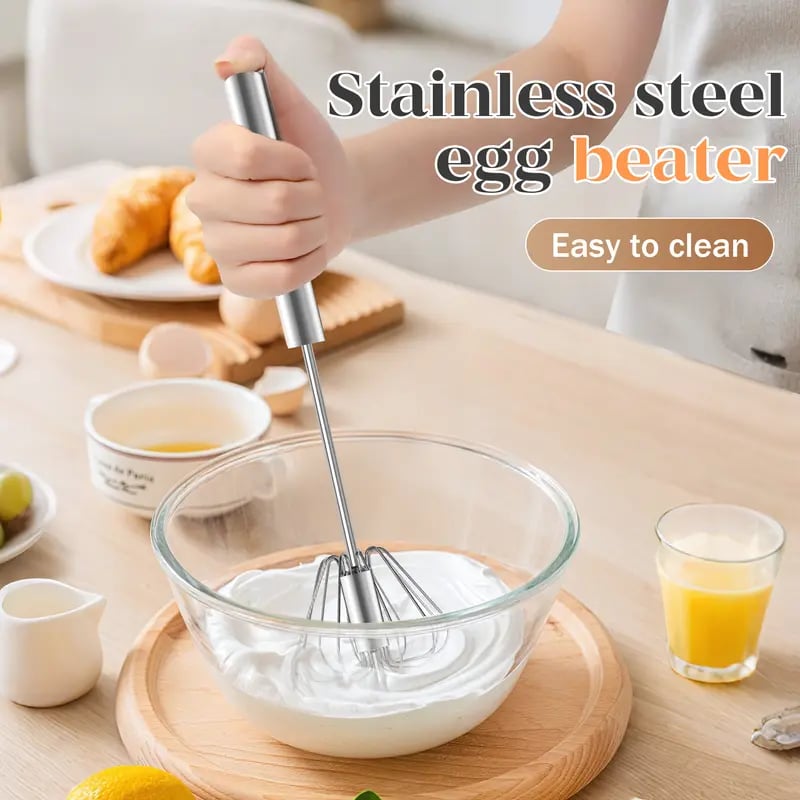 🎉LAST DAY 50% OFF ✨IVOSOMA®Stainless Steel Hand-Push Rotary Whisk – Effortless Mixing in Seconds!