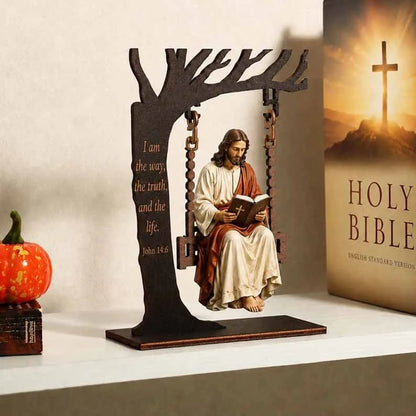 ✝️ Ivosoma® Jesus Swing Ornament – John 14:6 Faith Table Decor | Christian Bible Verse Home Decoration
