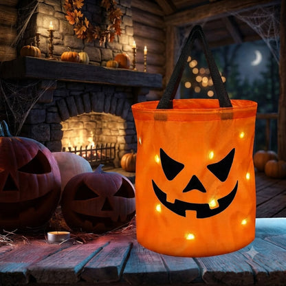 🎃2026 Halloween 50% OFF👻🌟Ivosoma® LED Light-Up Halloween Pumpkin Candy Tote Bag