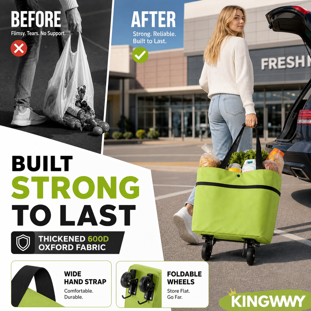 ❤Last Day 50% OFF🛒Ivosoma® Foldable 2-in-1 Rolling Shopping Bag