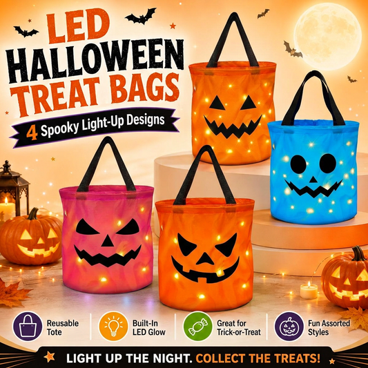 🎃2026 Halloween 50% OFF👻🌟Ivosoma® LED Light-Up Halloween Pumpkin Candy Tote Bag