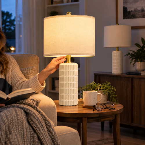 PoKat 20.75" Modern Ceramic Table Lamps — Set of 2