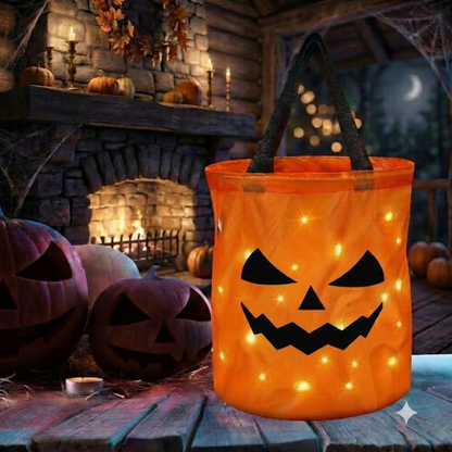 🎃2026 Halloween 50% OFF👻🌟Ivosoma® LED Light-Up Halloween Pumpkin Candy Tote Bag