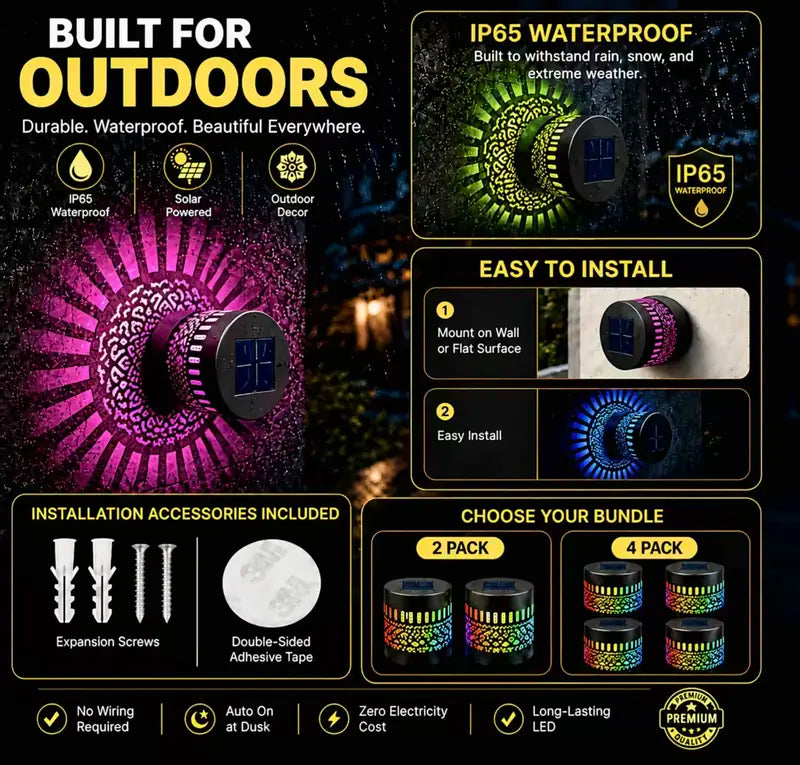 NAVOZILO®🏡☀️Seven-Color Changing Solar Mandala Projection Wall Light