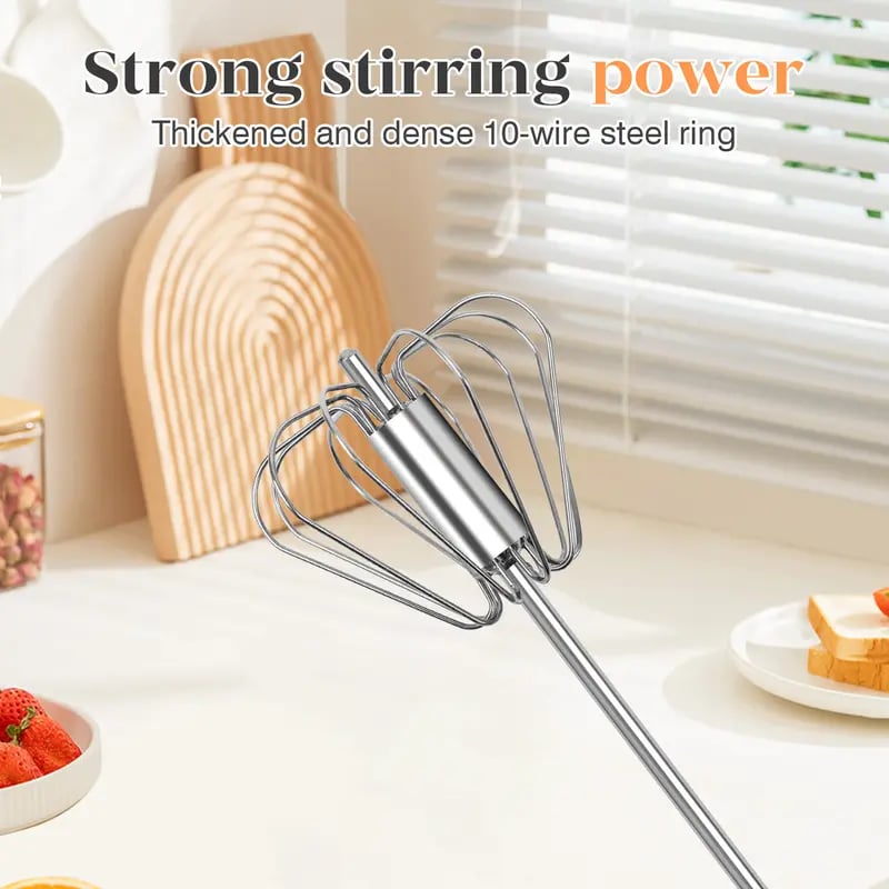 🎉LAST DAY 50% OFF ✨IVOSOMA®Stainless Steel Hand-Push Rotary Whisk – Effortless Mixing in Seconds!