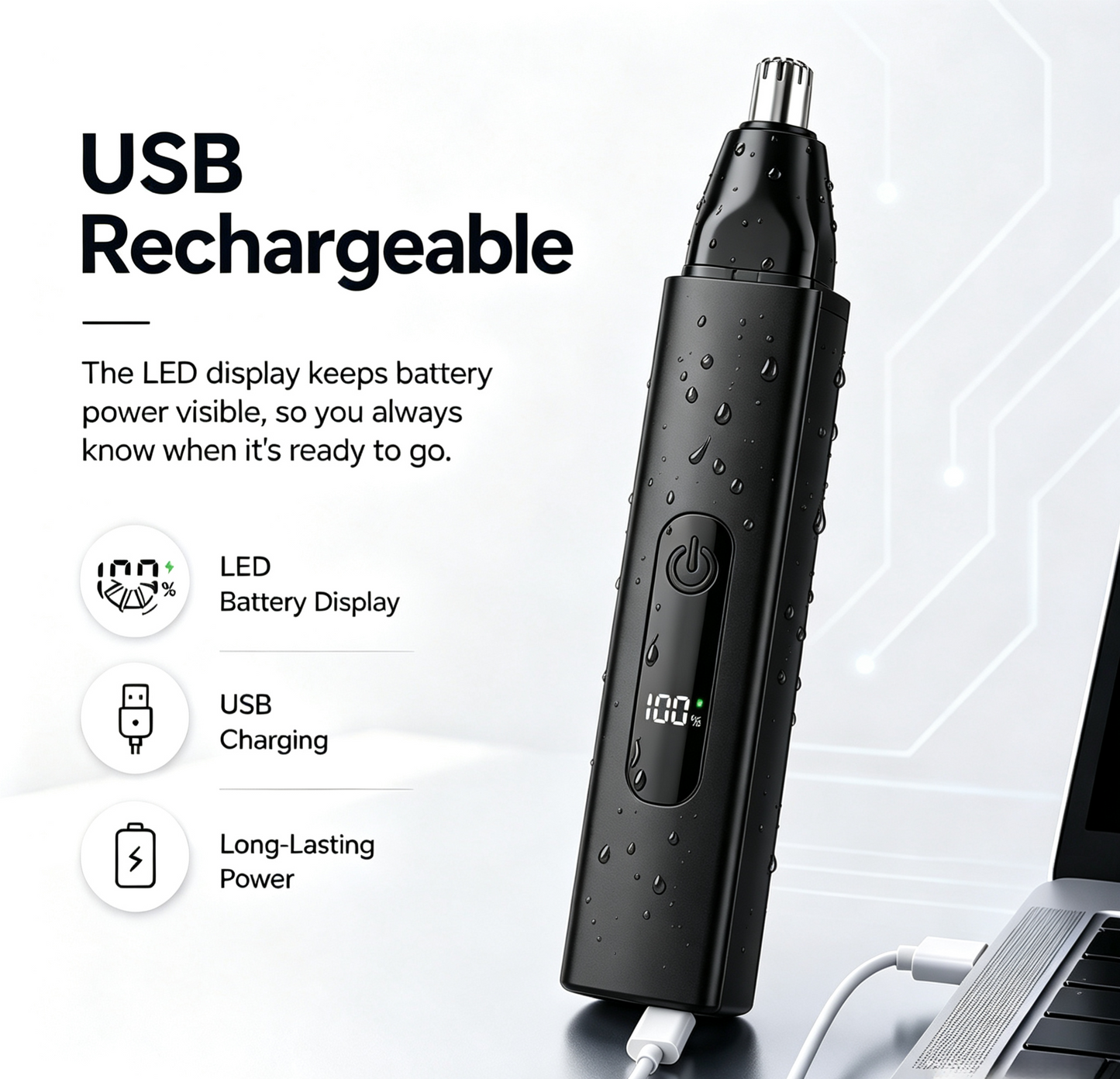 IVOSOMA® Professional LED Display Nose & Ear Trimmer, Painless Travel Gifts for Men Women.
