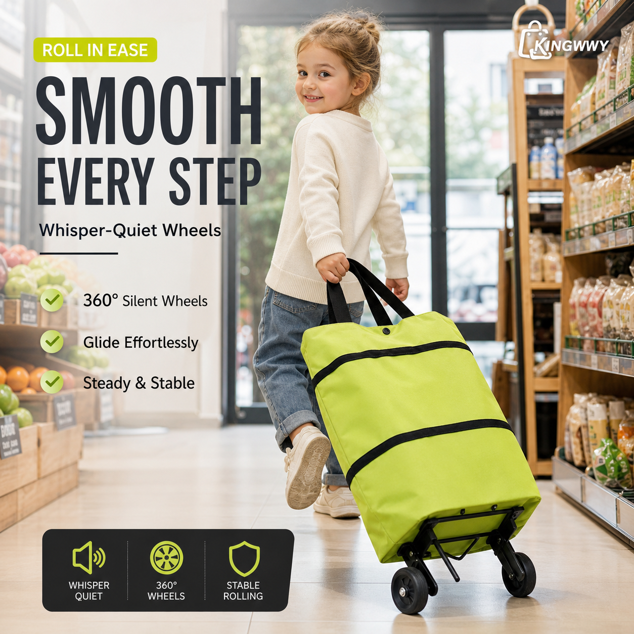 ❤Last Day 50% OFF🛒Ivosoma® Foldable 2-in-1 Rolling Shopping Bag