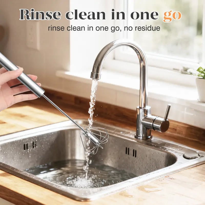 🎉LAST DAY 50% OFF ✨IVOSOMA®Stainless Steel Hand-Push Rotary Whisk – Effortless Mixing in Seconds!