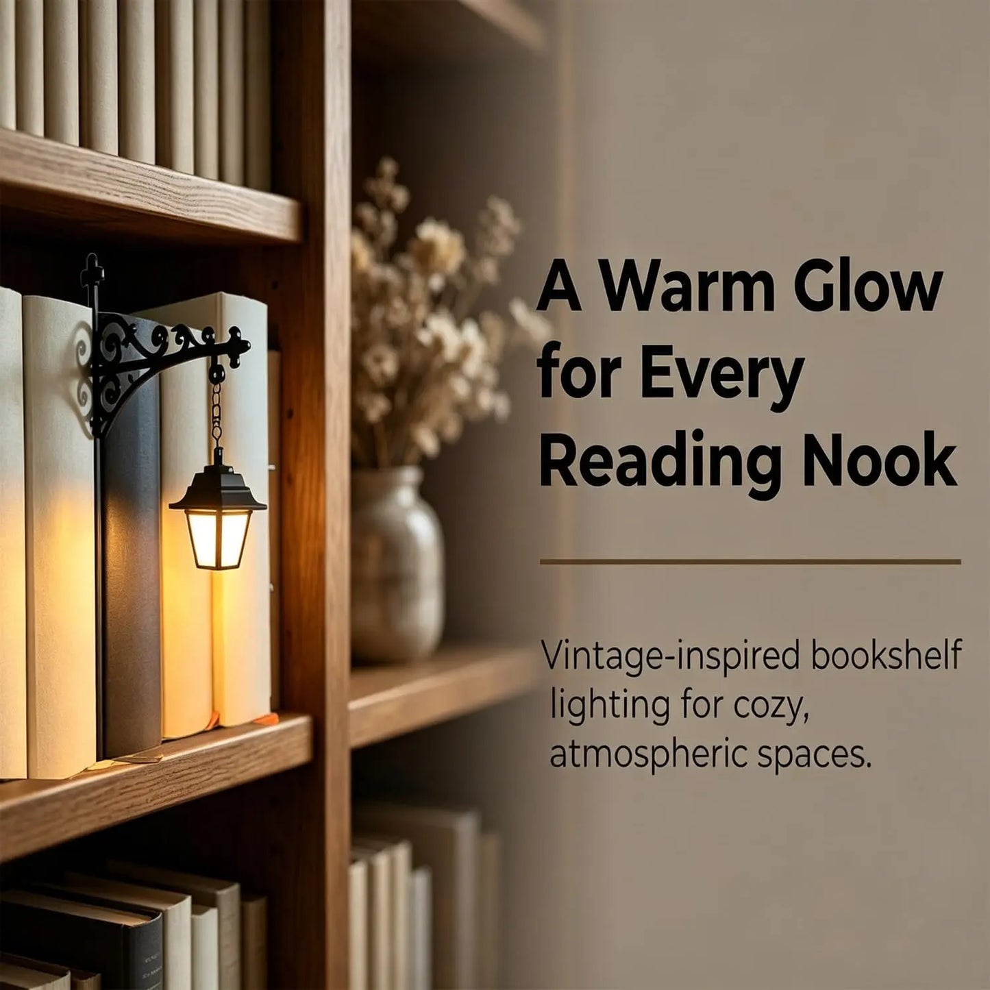 IVOSOMA® Mini Library Lantern Shelf Lamp for Cozy Reading Nook Decor