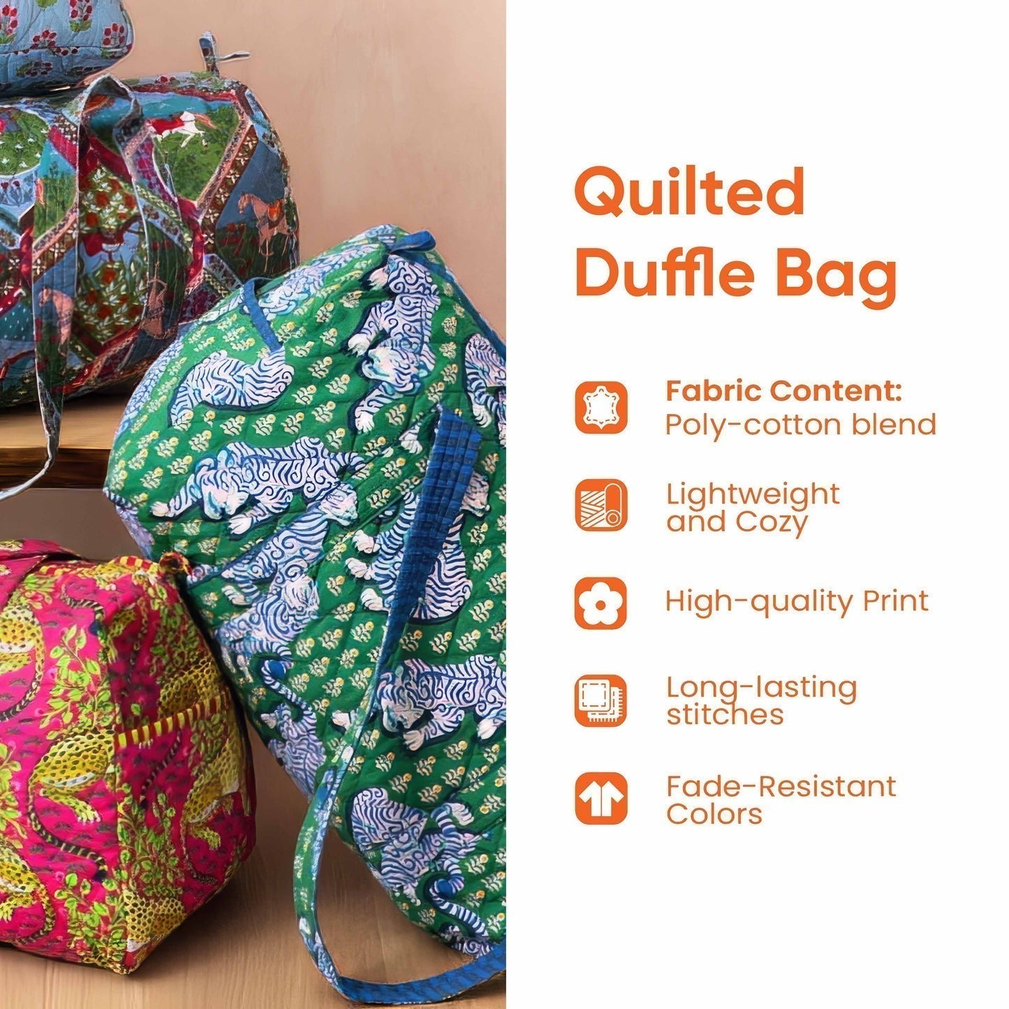 💞LAST DAY 50% OFF ✨Larnto® Hippie Journey Quilted Duffle Bag