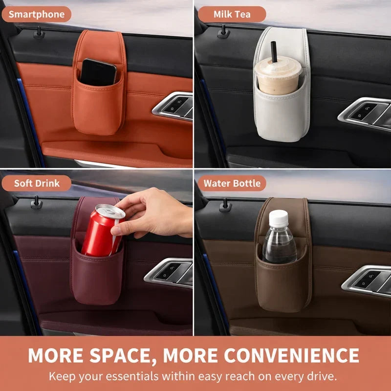 Ivosoma® Leather car door storage pocket - double-layer compartments, scratch-proof flannel lining💼