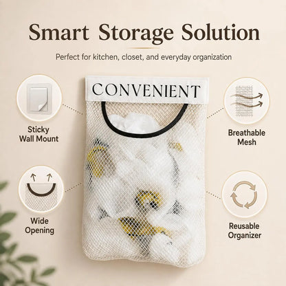 🛒Grocery Garbage Bag Holder Trash Bag Dispenser Sticky Wall Mounted Mesh