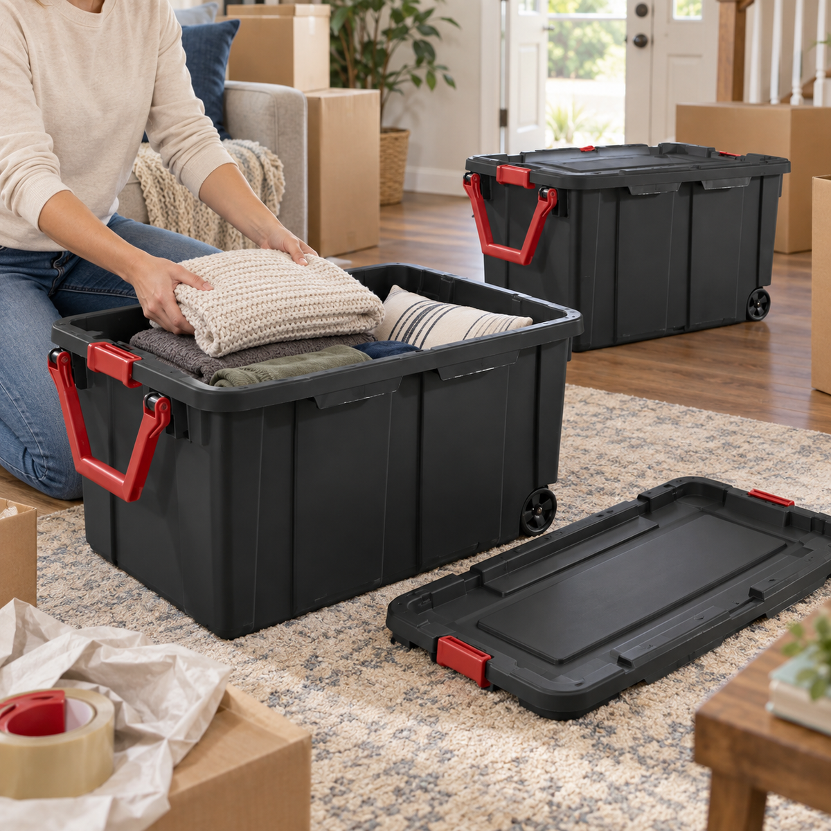 Gallon Stackable Rolling Storage Bins with Lids