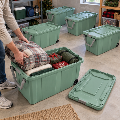 Gallon Wheeled Industrial Storage Totes with Latch Lids