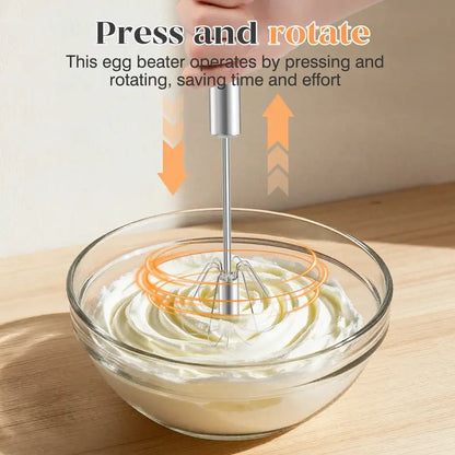 🎉LAST DAY 50% OFF ✨IVOSOMA®Stainless Steel Hand-Push Rotary Whisk – Effortless Mixing in Seconds!