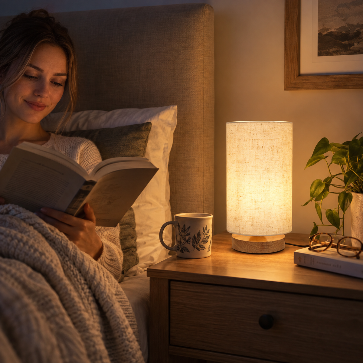 SEENSINY Small Bedside Table Lamp