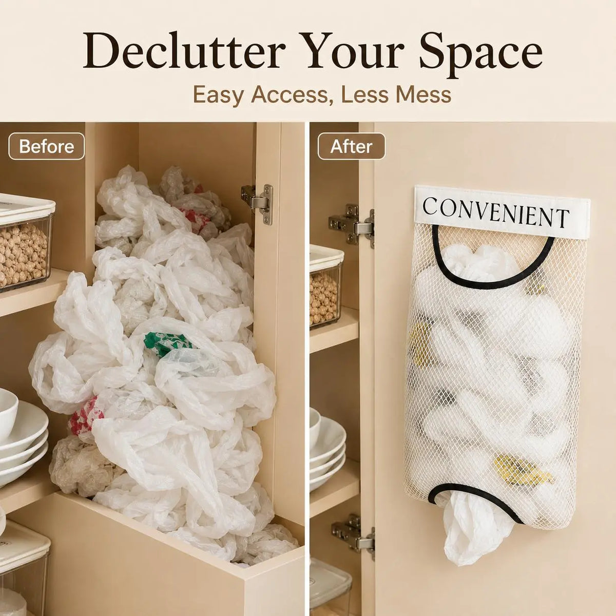 🛒Grocery Garbage Bag Holder Trash Bag Dispenser Sticky Wall Mounted Mesh