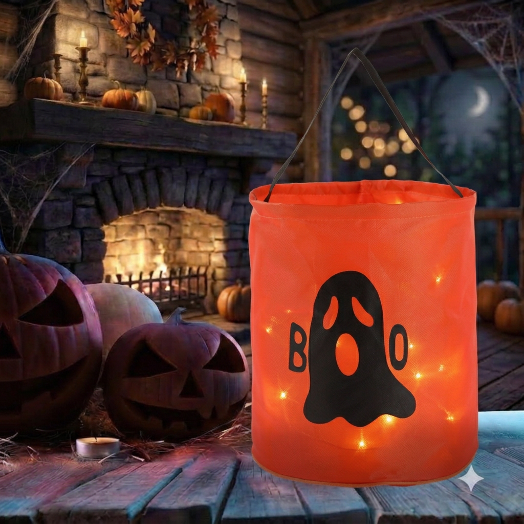 🎃2026 Halloween 50% OFF👻🌟Ivosoma® LED Light-Up Halloween Pumpkin Candy Tote Bag