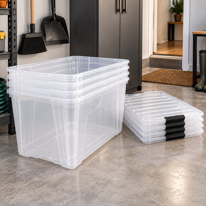 IRIS USA 72 Qt Clear View Plastic Storage Bins with Latching Lids