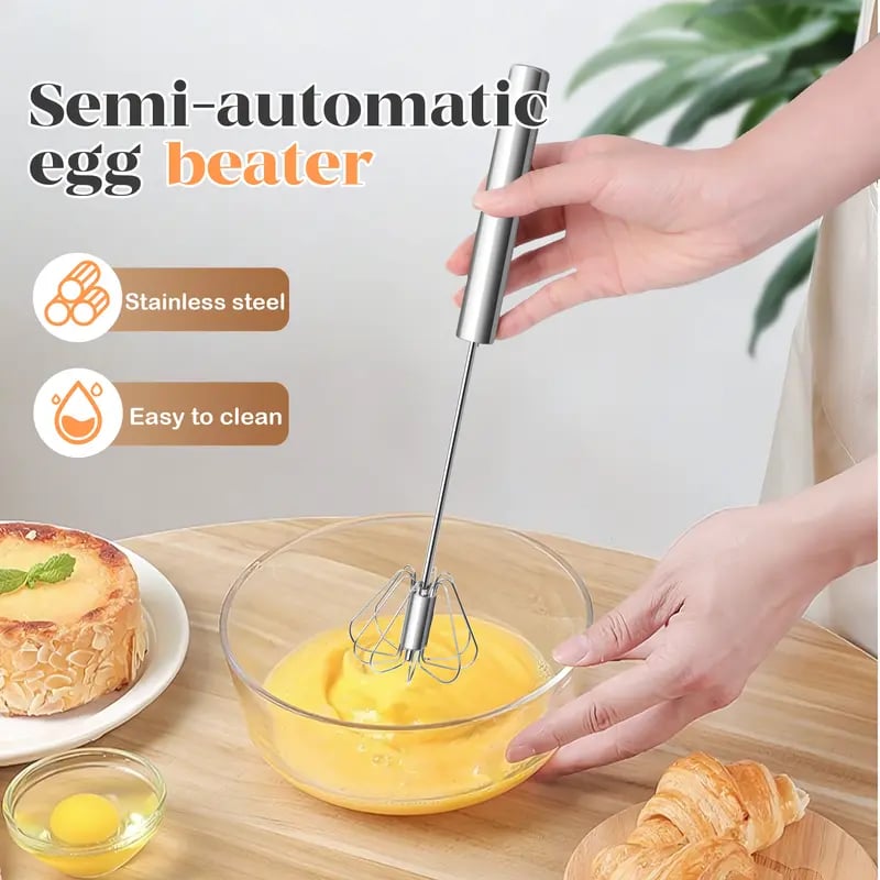 🎉LAST DAY 50% OFF ✨IVOSOMA®Stainless Steel Hand-Push Rotary Whisk – Effortless Mixing in Seconds!