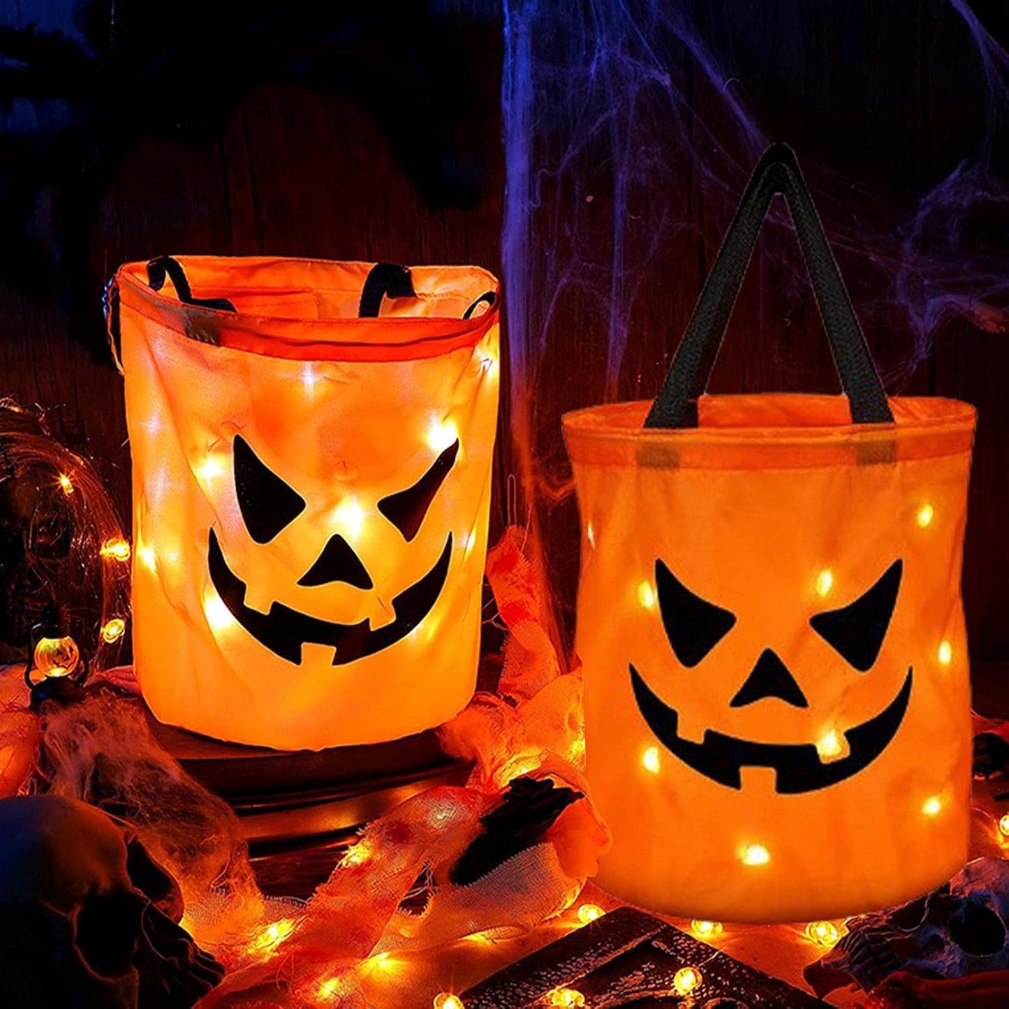🎃2026 Halloween 50% OFF👻🌟Ivosoma® LED Light-Up Halloween Pumpkin Candy Tote Bag