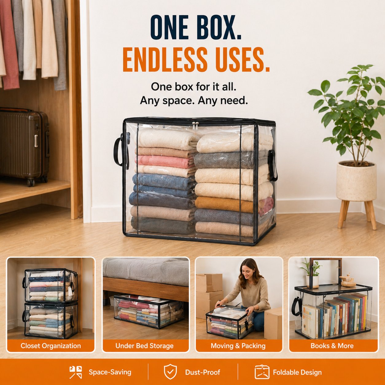 🎁💞LAST DAY 75% OFF ✨📦Ivosoma®Large Heavy-Duty Thick Plastic Clear Storage