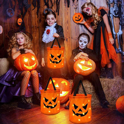 🎃2026 Halloween 50% OFF👻🌟Ivosoma® LED Light-Up Halloween Pumpkin Candy Tote Bag