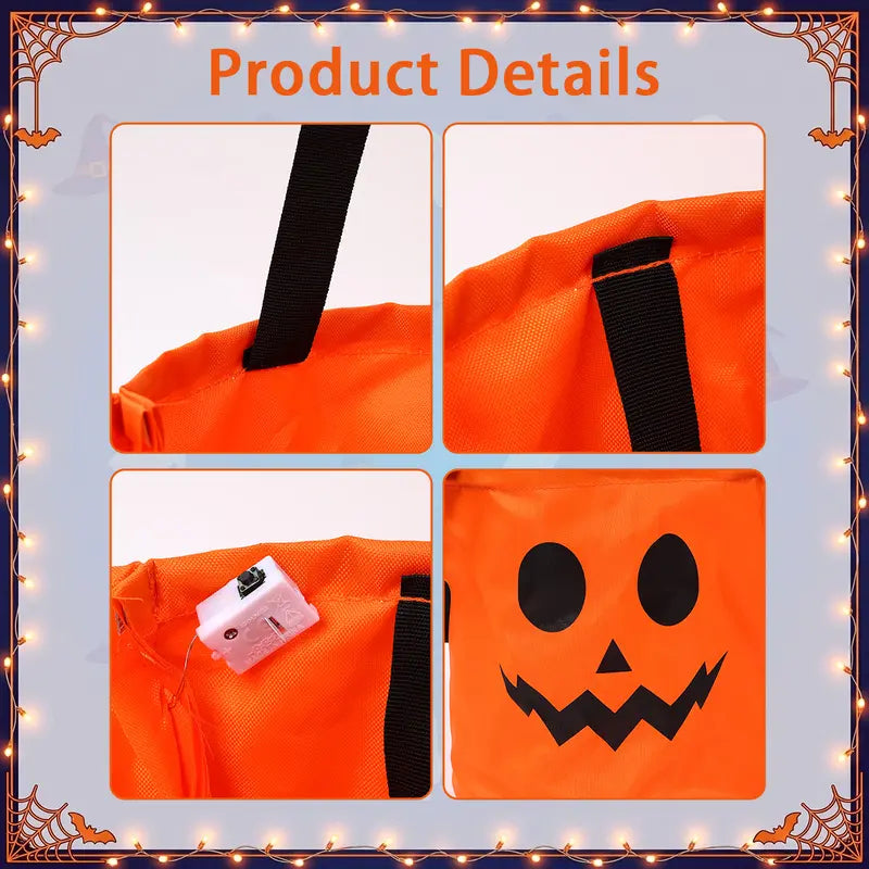 🎃2026 Halloween 50% OFF👻🌟Ivosoma® LED Light-Up Halloween Pumpkin Candy Tote Bag