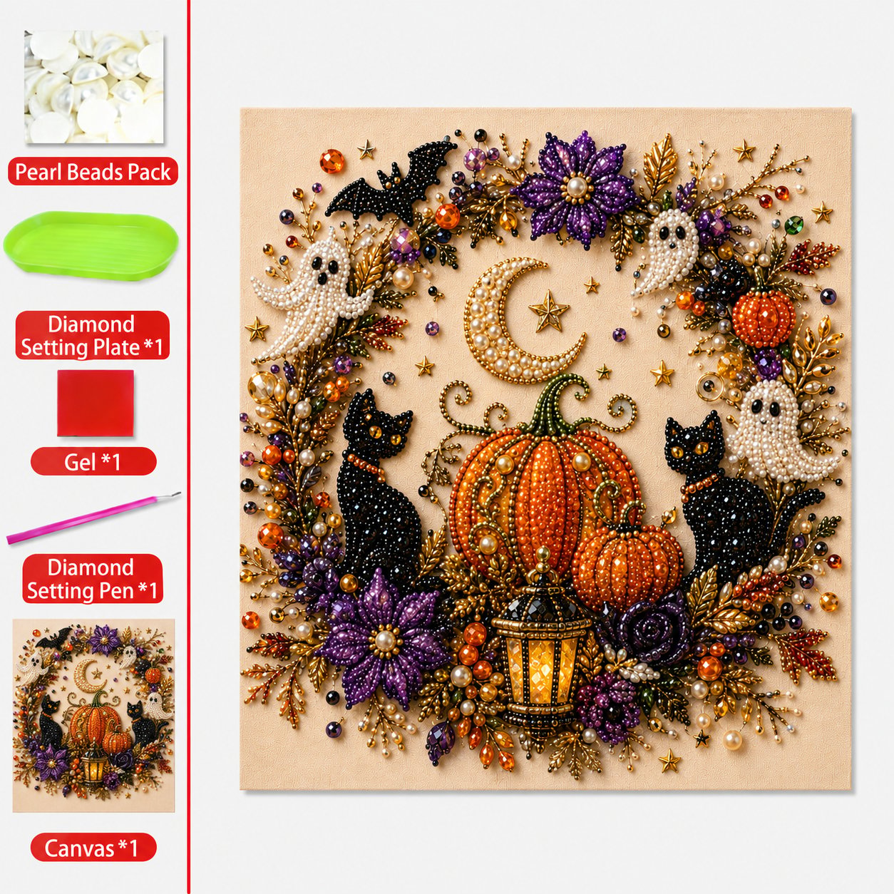 💥 Last Day 50% OFF – 👻✨IVOSOMA® Halloween Pearl Art DIY Kit – Turn Tiny Pearls into Spooky-Cute Magic