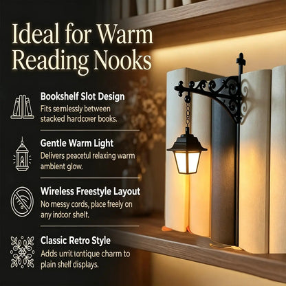 IVOSOMA® Mini Library Lantern Shelf Lamp for Cozy Reading Nook Decor