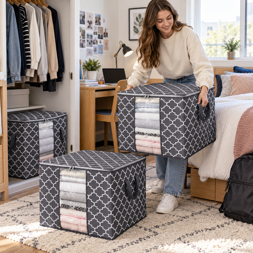 WISELIFE 100L Foldable Storage Bags with Clear Window