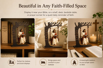 ✝️ Ivosoma® Jesus Swing Ornament – John 14:6 Faith Table Decor | Christian Bible Verse Home Decoration