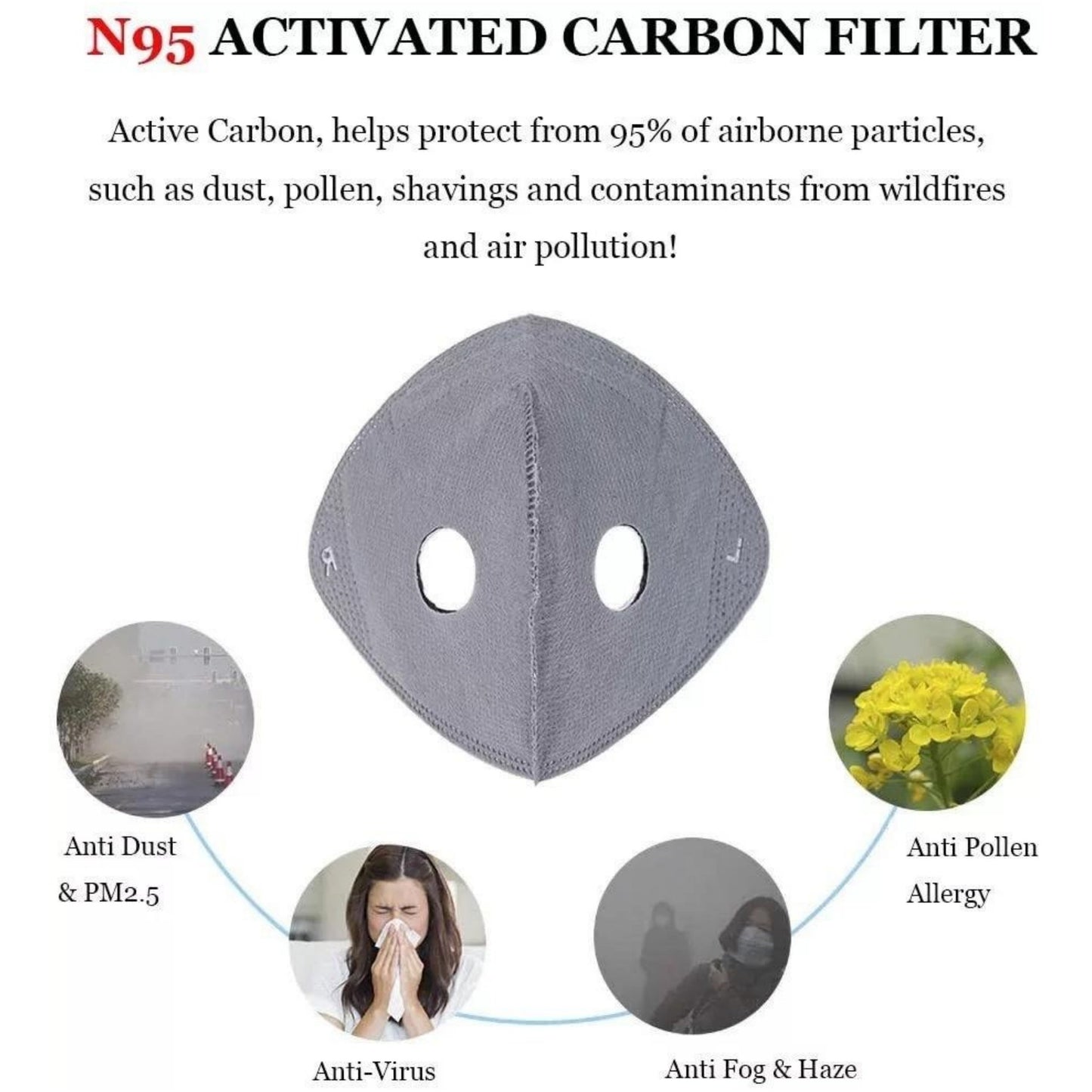 🔥LAST DAY 49% OFF - 💖Reusable Carbon Filter Dust Mask – Built for Active Lifestyles