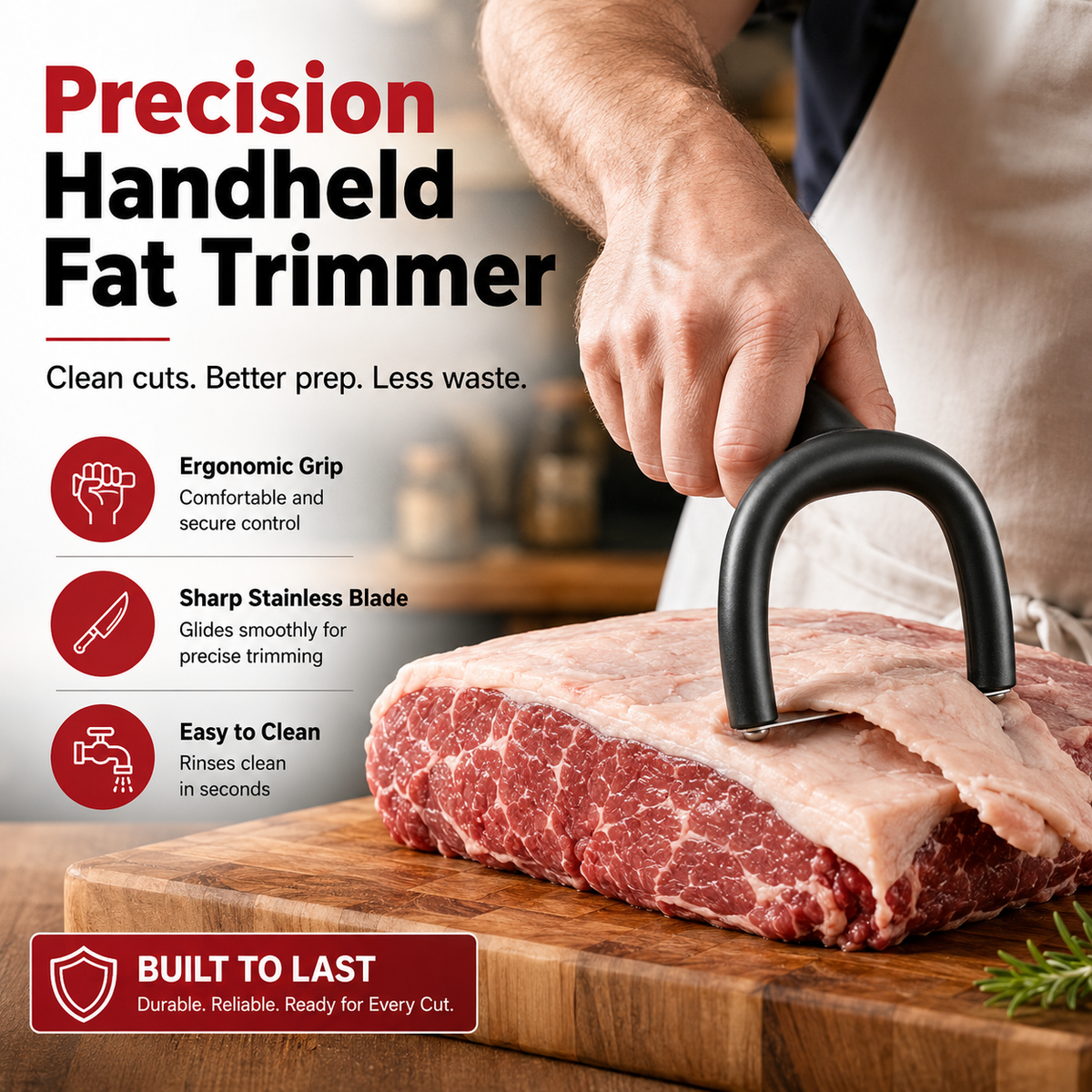 Ivosoma® Handheld Fat Trimmer for Beef & Pork BBQ Prep