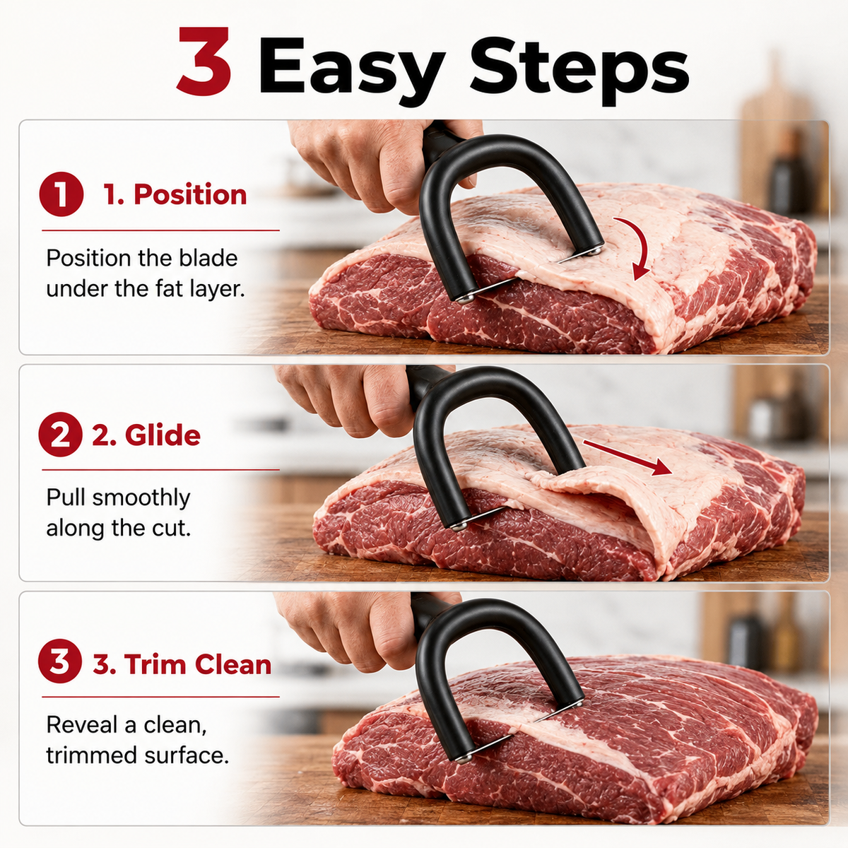 Ivosoma® Handheld Fat Trimmer for Beef & Pork BBQ Prep