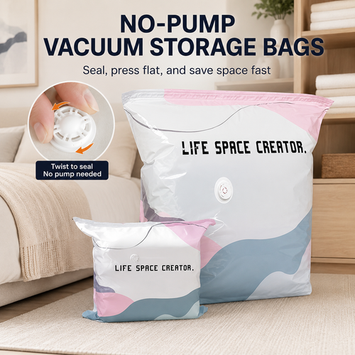 No-Pump Vacuum Storage Compression Bags