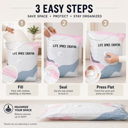 No-Pump Vacuum Storage Compression Bags