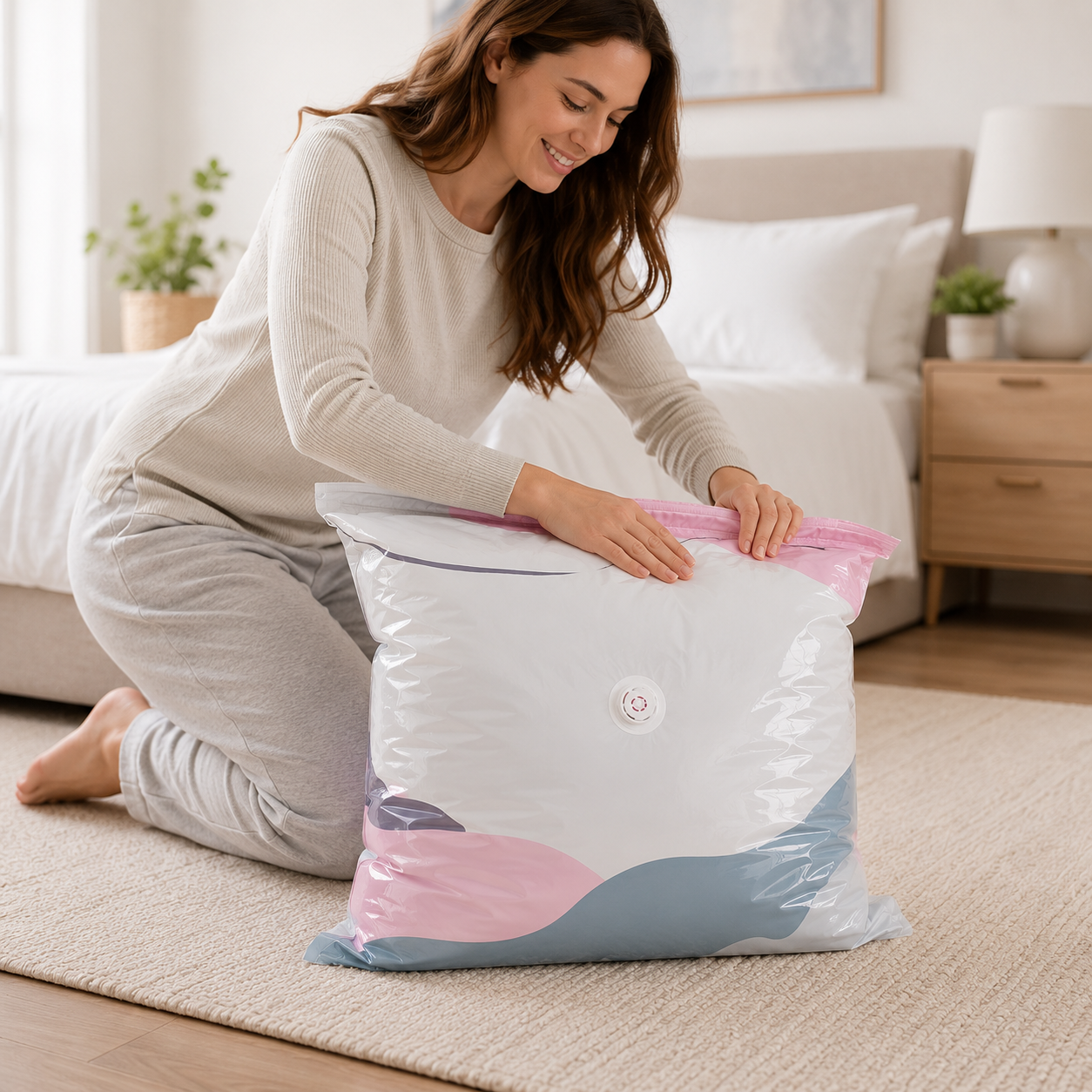 No-Pump Vacuum Storage Compression Bags