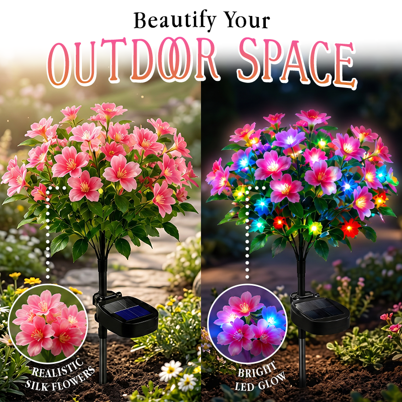 Solar Azalea Flower Lights🌺IP65 Waterproof🪦for Grave Garden Decor Memorial Cemetery Lights