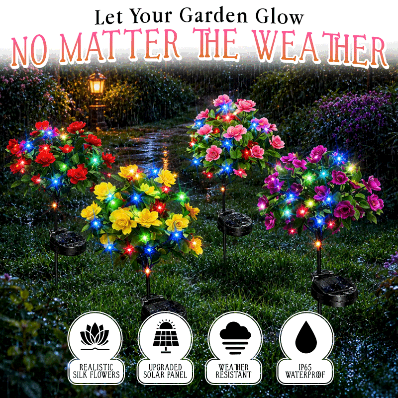 Solar Azalea Flower Lights🌺IP65 Waterproof🪦for Grave Garden Decor Memorial Cemetery Lights