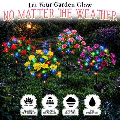 Solar Azalea Flower Lights🌺IP65 Waterproof🪦for Grave Garden Decor Memorial Cemetery Lights