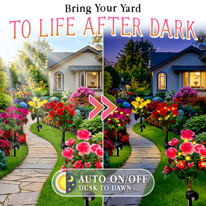 Solar Azalea Flower Lights🌺IP65 Waterproof🪦for Grave Garden Decor Memorial Cemetery Lights